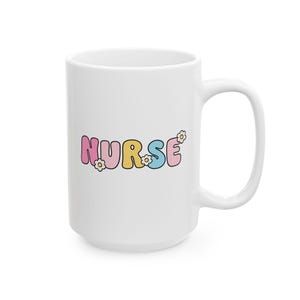 Nurse Coffee Mug: Floral Retro Design, RN Gift