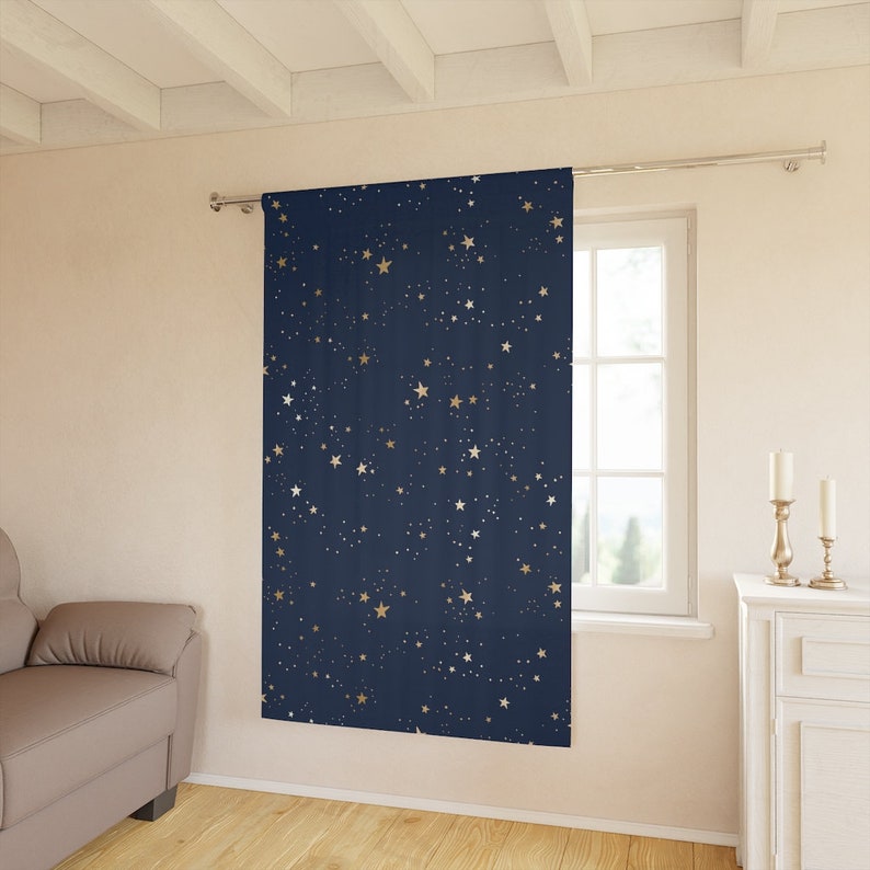 Stars Window Curtains 1 Piece, Black Out Curtains, Stars, Night Sky