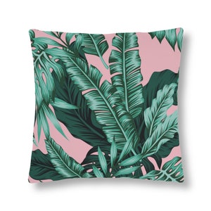 Beverly Hills, Waterproof Pillows, Water and oil repellent, Tropical, Banana leaves, Pink & Green