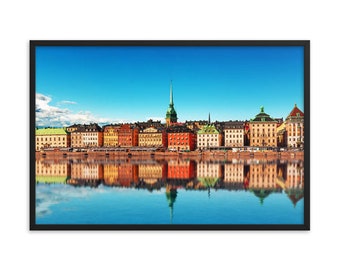 Stockholm - Framed poster, Comes in 2 different sizes, Black or White frame, Hanging hardware included, Strandvägen, Sweden, Sverige