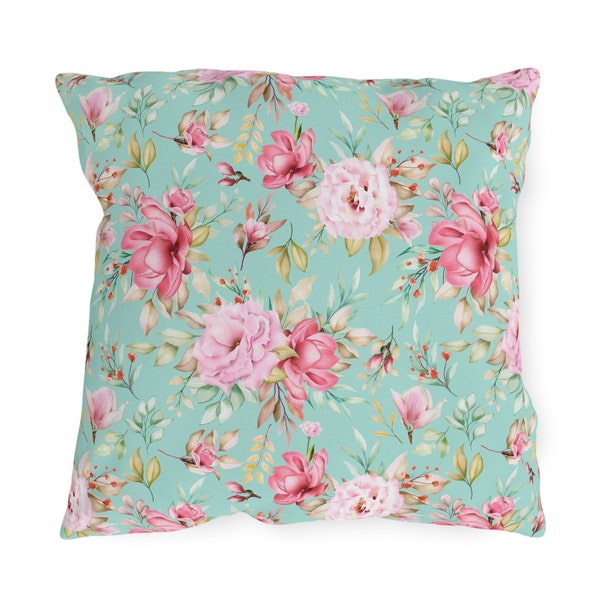 Outdoor Pillows, Size: 18" × 18", UV ray and water-resistant, Mildew-resistant, Double sided print, Floral