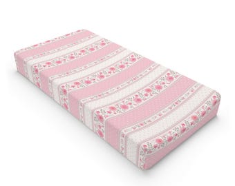 Blush Rose Cottage Baby Changing Pad Cover | Floral Nursery