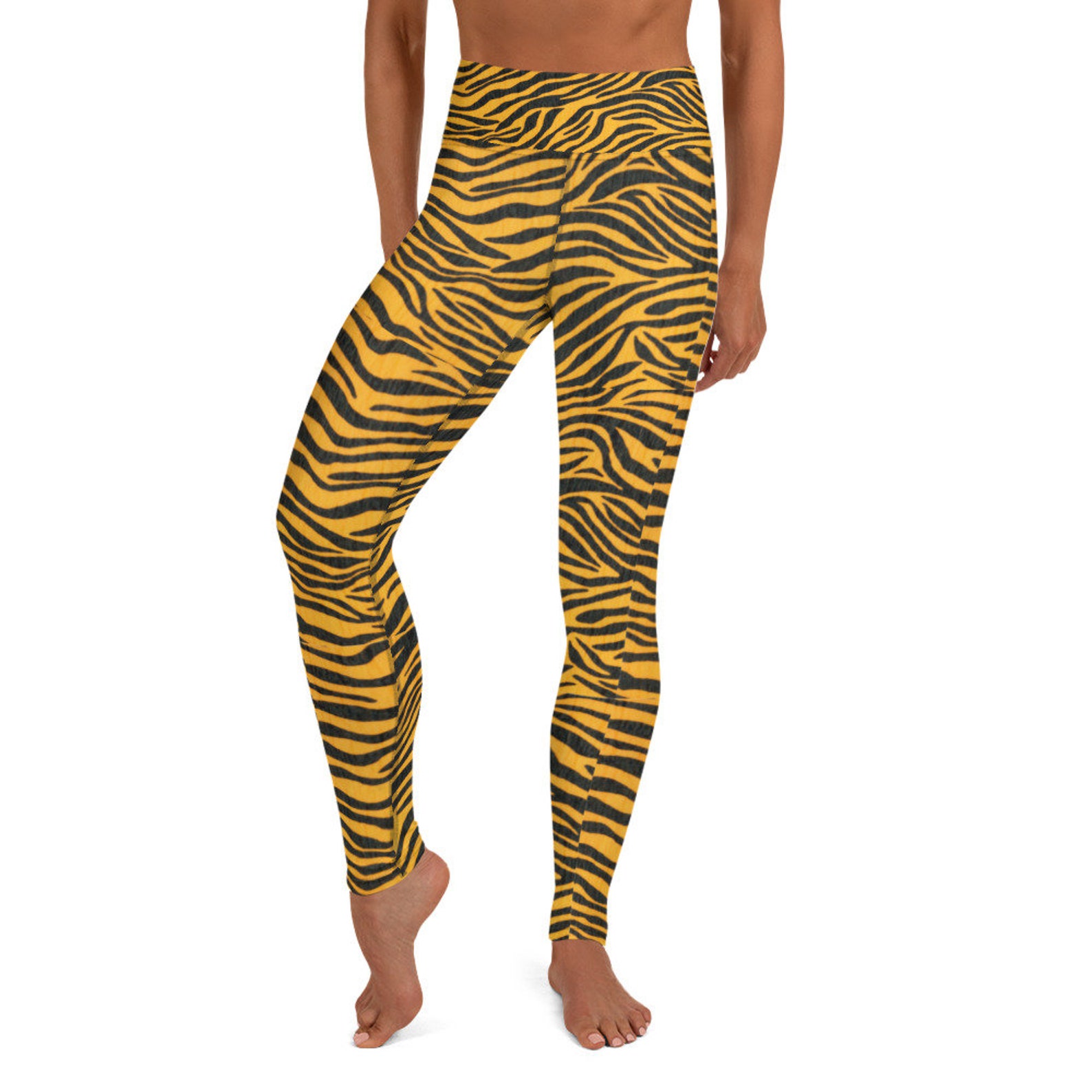 Zebra Yoga Leggings orange and black flattering trendy | Etsy