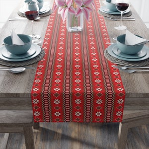 Nordic Christmas Table Runner, Festive Print