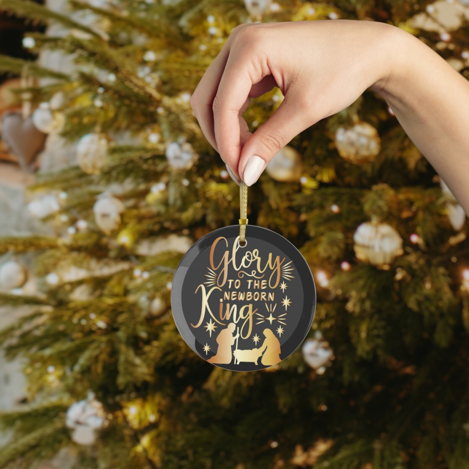 Glass Ornament Gold-colored Ribbon Material: 100% Clear - Etsy