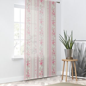 French Country Pink Roses Window Curtain: Shabby Chic Decor (50&quot; × 84&quot;)