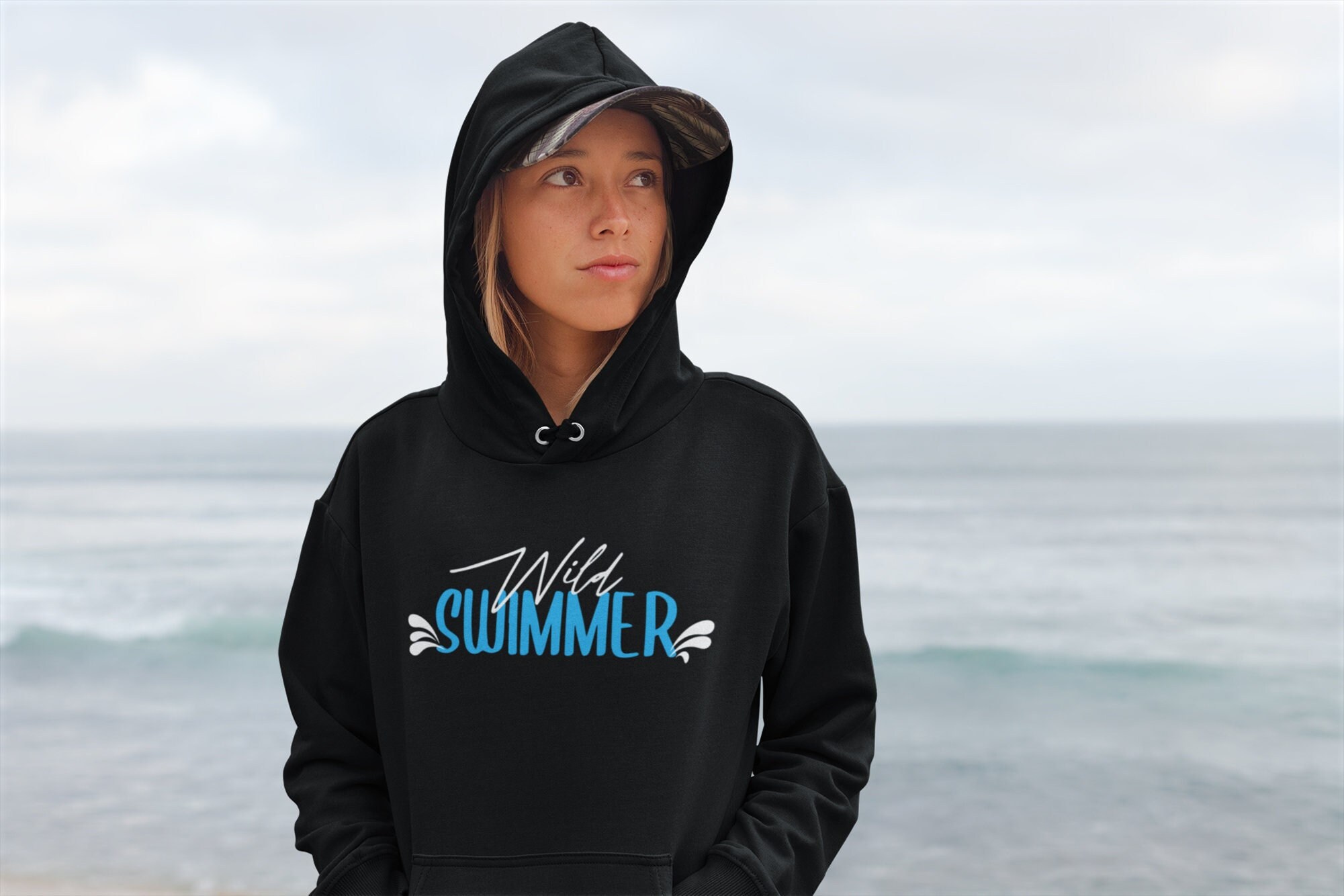 Wild Swimming Hoodie Wild Swimmer Open Water Sea Swim Inspired Sweatshirt for Cold Ocean and Lake Swimmers