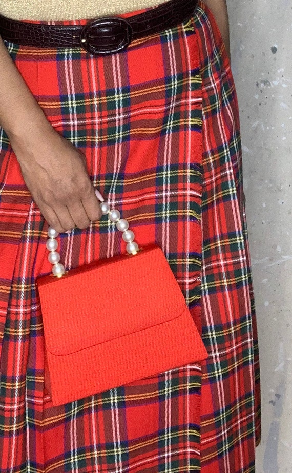 Vintage 00s Oversize large pearl handle classic red f… Gem