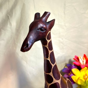 Exquisitely hand carved giraffe muscular and highly realistic made for you in Zimbabwe, shipped from USA choose  14" or 16"