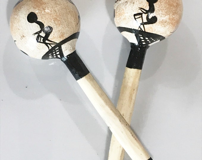 African Rhythm Shaker Gourd Rattles, Hand Painted 10
