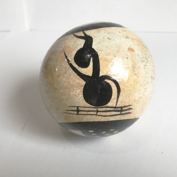 African Rhythym Shaker Gourd Rattle hand painted 3" "Monkey Balls"  from Zimbabwe