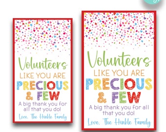 EDITABLE Volunteers Like You Are Precious And Few Appreciation Gift Tags | Volunteer Thank You Treat Tags | Printable Volunteer Gift Tags