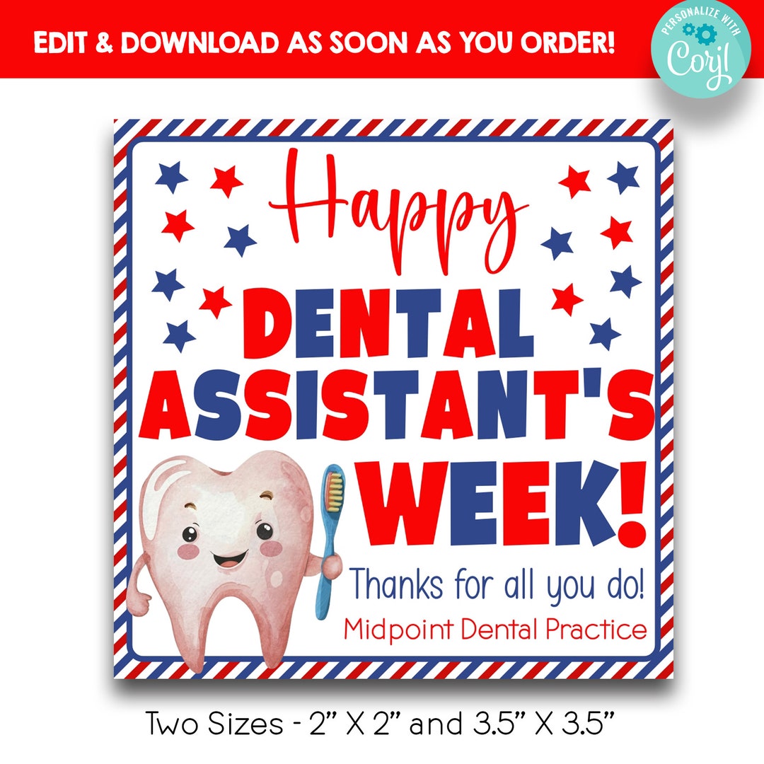 EDITABLE Happy Dental Assistant's Week Appreciation Gift Tags | Dental ...