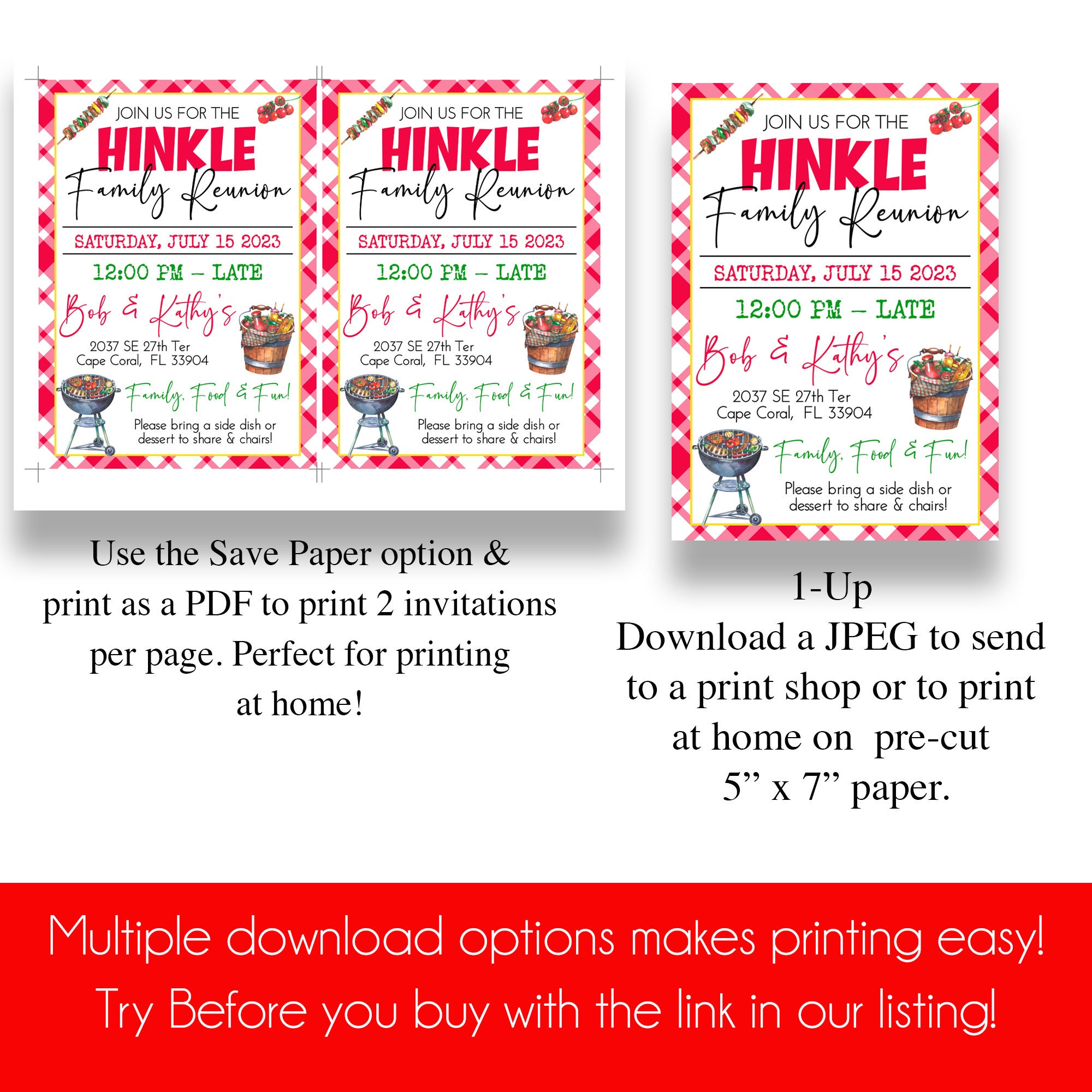 EDITABLE Family Reunion Invitation BBQ Themed Family Reunion Etsy