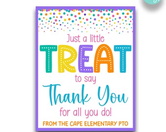 EDITABLE Just a Little Treat to Say Thank You For All You Do Appreciation Sign | Pastel Staff Teacher Employee Thank You Sign | Candy Bar