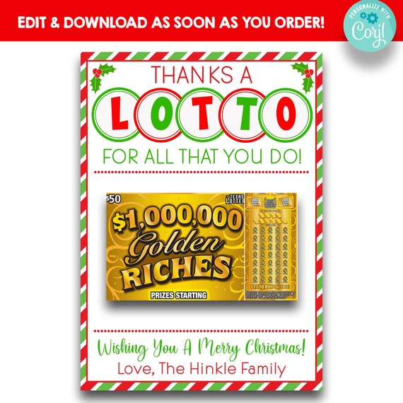 Thank You Lottery Ticket Holder Printable Appreciation Gift