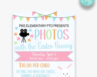 EDITABLE Photos with the Easter Bunny Flyer | Printable Easter Bunny Flyer | Easter Photo Fundraiser | PTO Printables