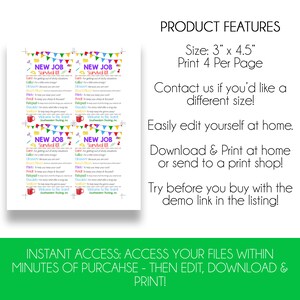 EDITABLE New Job Survival Kit Tag | New Job Gift Idea | Printable Appreciation Gift Tags | Welcome to the Team New Job Treat Tags image 2