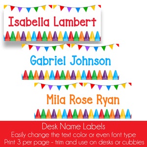 Editable Student Desk Labels | Back to School Student Name Labels | Printable Crayon Cubby Labels