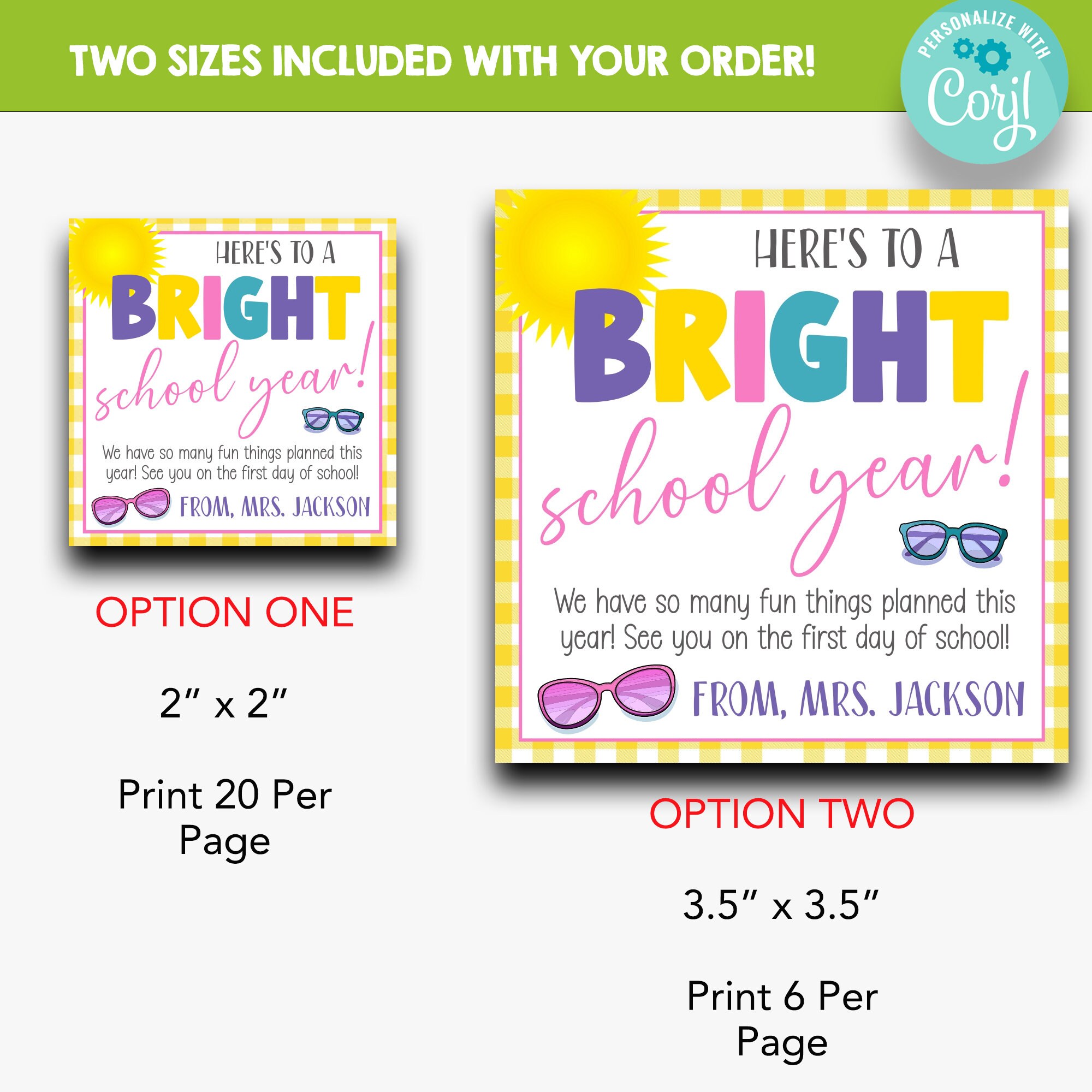 EDITABLE Here's to a Bright School Year Back to School - Etsy