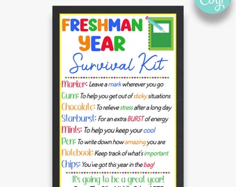 EDITABLE Freshman Year Survival Kit Gift Tags | Back To School Student Treat Tags | Printable Survival Kit Tags for Students
