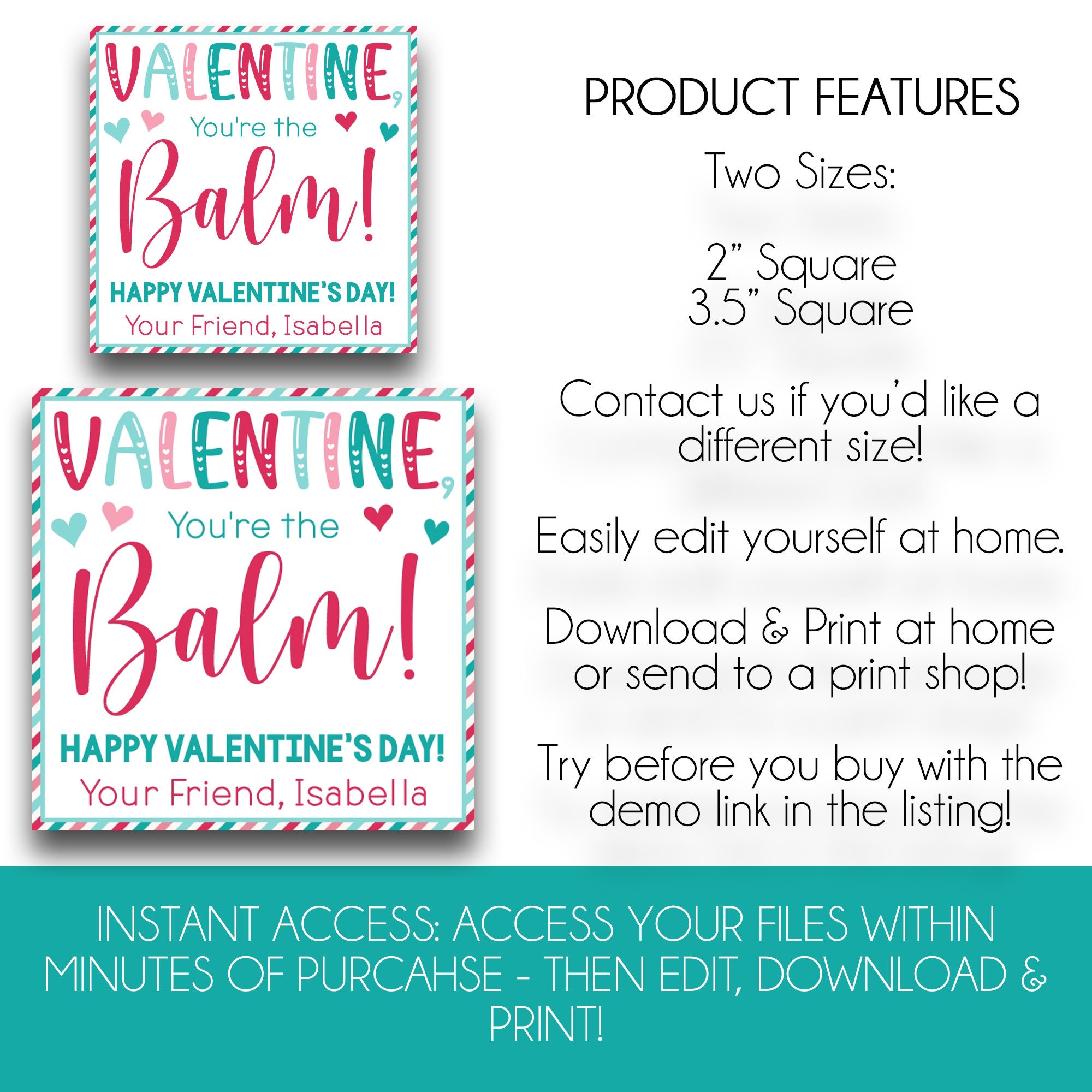 EDITABLE I You're the Balm Valentine's Day Treat Bag Tags | Kid's Lip ...