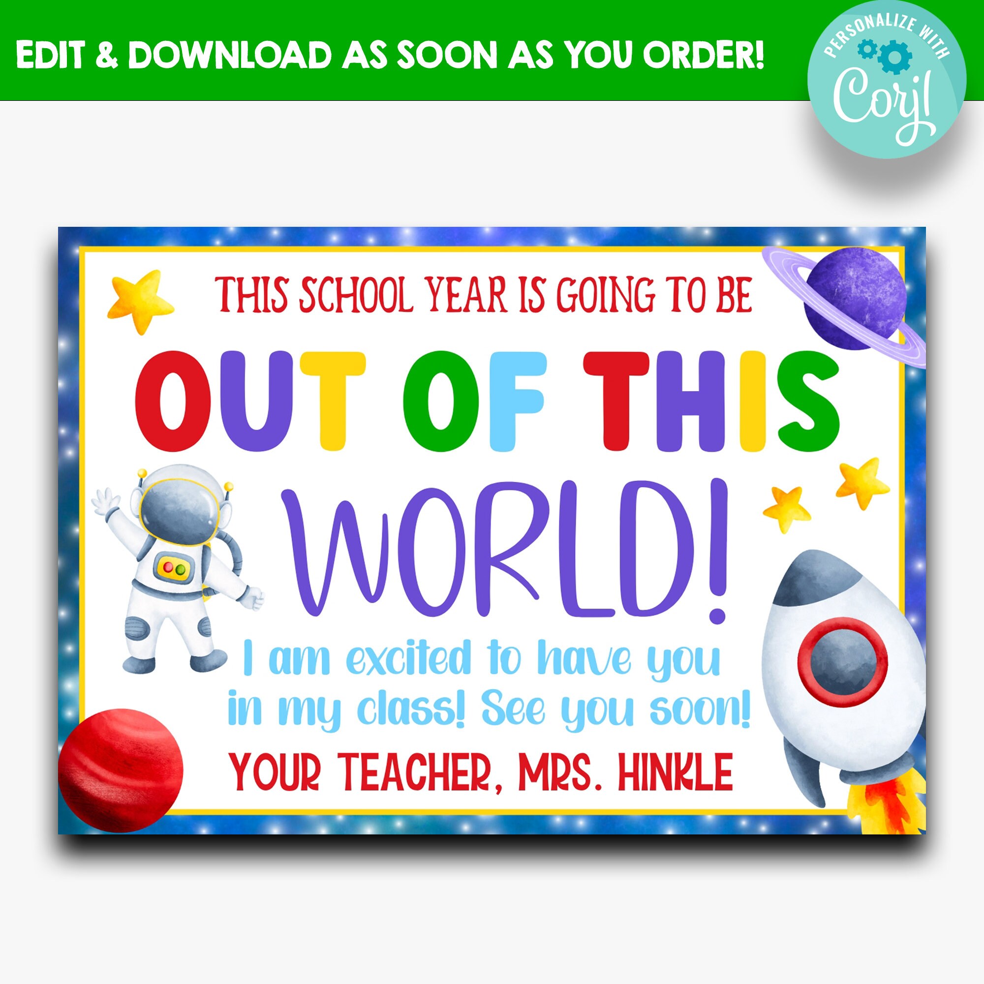 EDITABLE This School Year is Going to Be Out of This World Teacher ...