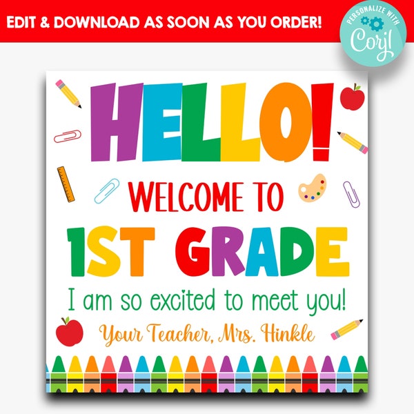 EDITABLE Welcome Back to School Kids Favor Tags for Any Grade | Printable Back to School Kids Treat Tags | Open House Gift Tags