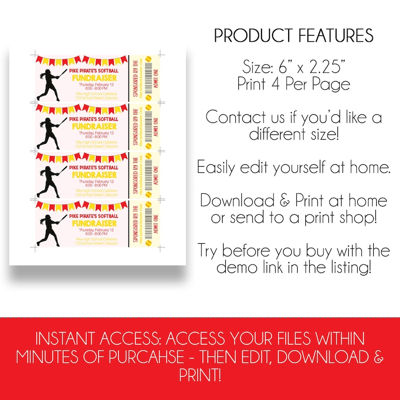 EDITABLE Softball Fundraisier Flyer Softball Fundraising Etsy