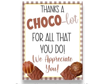 Chocolate Thank You Sign, Appreciation Week Teacher Staff Employee ...