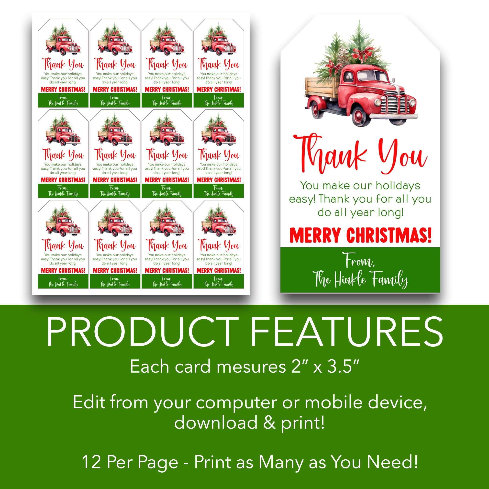 EDITABLE Delivery Driver Christmas Gift Tag | Mail Carrier Christmas ...
