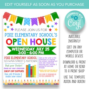 EDITABLE Back to School Open House Flyer | Printable Back to School Invite | PTA PTO Open House Flyer | Meet the Teacher Invite | NL105