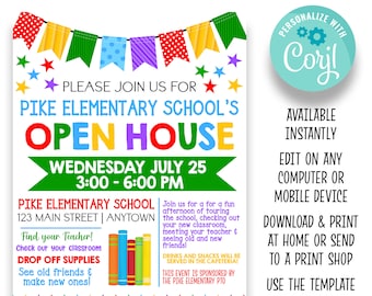 EDITABLE Back to School Open House Flyer | Printable Back to School Invite | PTA PTO Open House Flyer | Meet the Teacher Invite | NL105