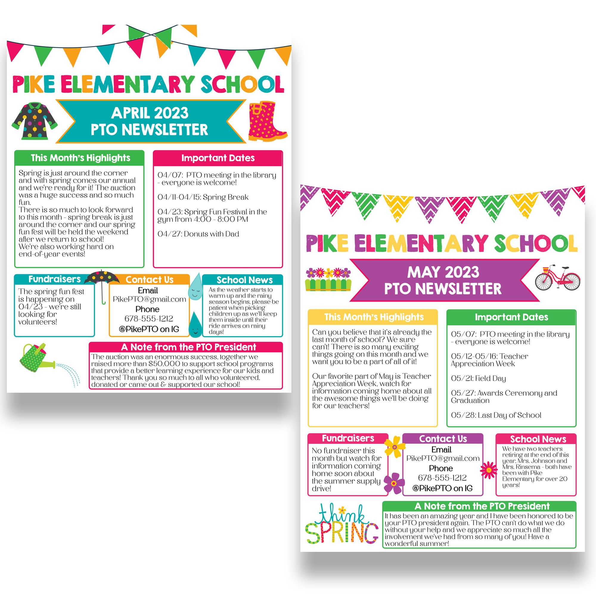 Pto Newsletter Examples EDITABLE Yearly PTO Newsletter Template Set | Monthly PTO Newsletters ...
