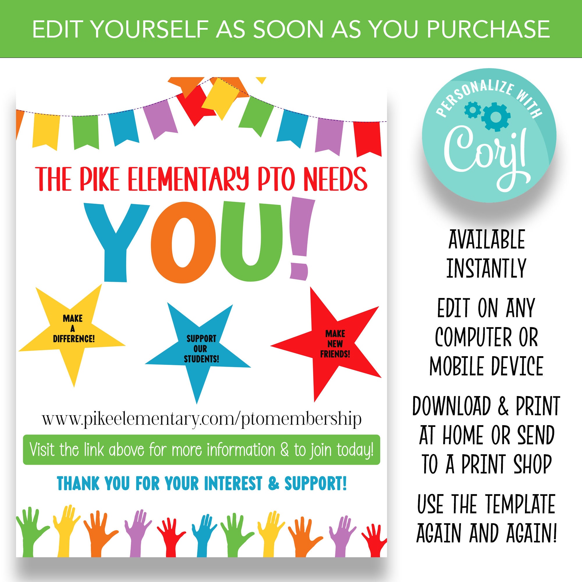 EDITABLE PTO Recruitment Flyer the Pto Needs You Flyer With - Etsy