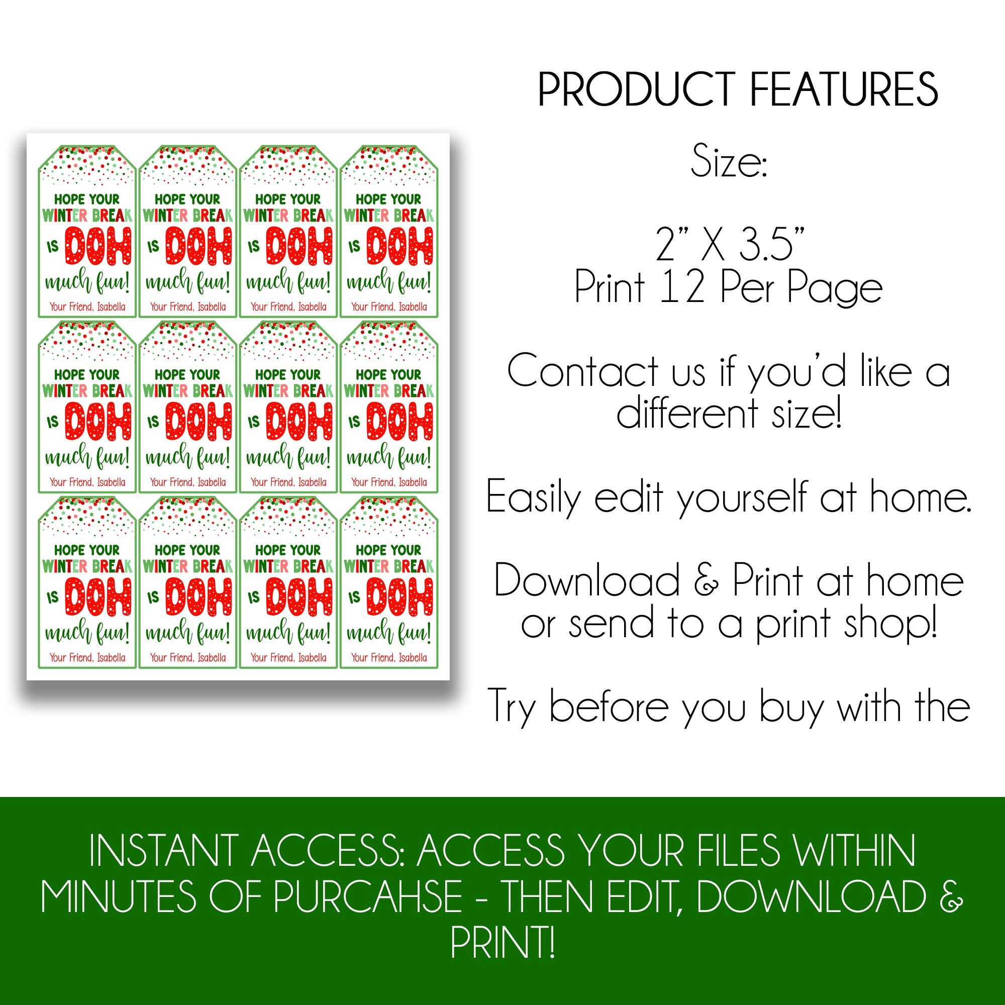 EDITABLE Play Dough Christmas Gift Tags | Hoping Your Winter Break is ...