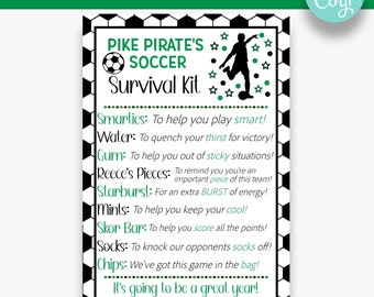 EDITABLE Soccer Team Survival Kit Cards | Soccer Team Gift Tags | Soccer Team Treat Template | Printable Soccer Tags