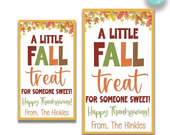 BEWERKBAAR Een kleine herfsttraktatie voor iemand Zoete Thanksgiving-traktatie Taslabels | Cadeaukaartjes herfst | Bedankkaartjes voor Thanksgiving
