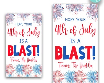 EDITÁVEL Espero que seu 4 de julho seja uma explosão de etiquetas para presentes | deleite dos fogos-de-artifício etiquetas para malas | Tag do favor de partido do Dia da Independência | Quatro de julho Tags
