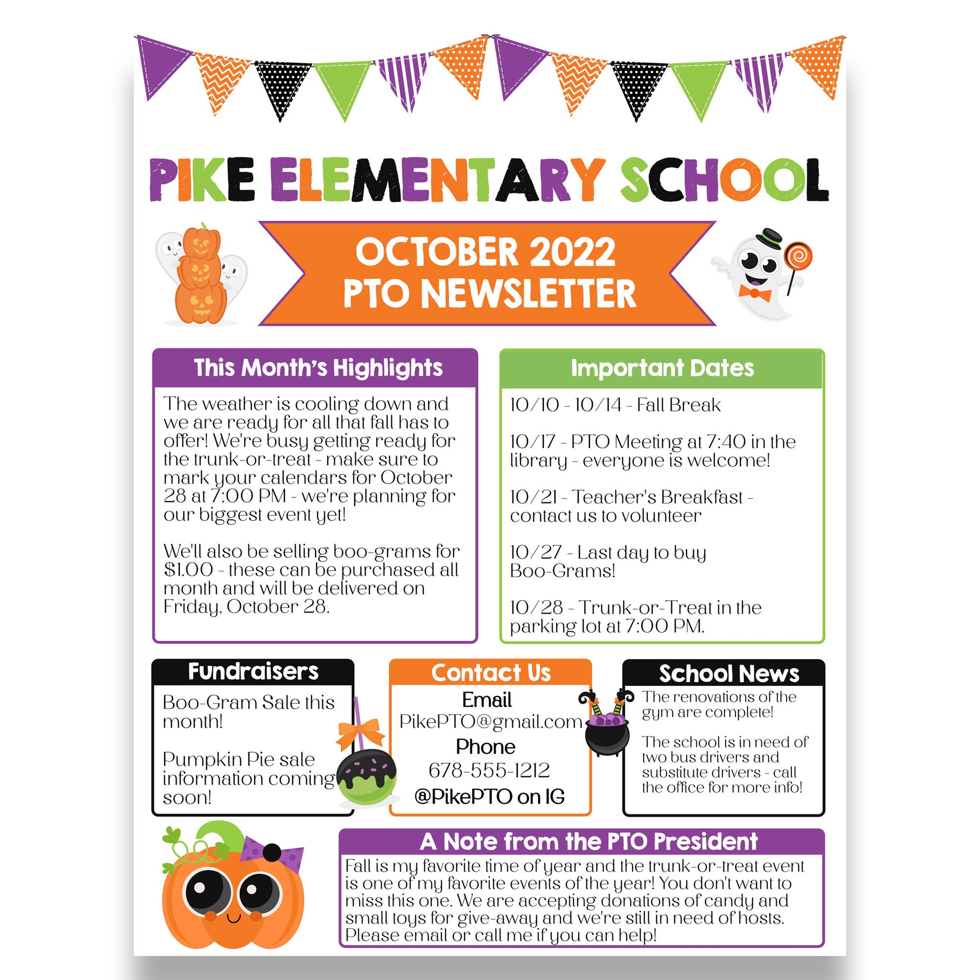 EDITABLE PTO School Newsletter October PTA Newsletter Etsy EDITABLE PTO School Newsletter October PTA Newsletter Etsy