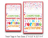 INSTANT DOWNLOAD | I Hope Your Valentine's Day Is Popping With Fun Treat Tags | Pop Fidget Valentine Tags | Printable Kids Valentines