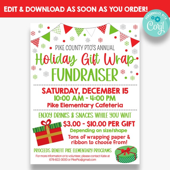 EDITABLE Holiday Gift Wrap Fundraiser Flyer Gift Wrap Fundraiser Template  Christmas Gift Wrapping Flyer - Etsy