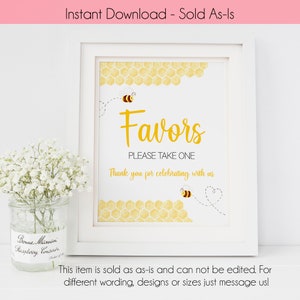 Instant Download Honey Bee Favor Table Printable Sign | Baby Shower Thank You Favor Sign | Bumble Bee Baby Shower Party Favor Sign | PS132