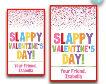EDITABLE Slappy Valentine's Day Kid's Treat Tags | Slap Bracelet Valentine Tags | Printable Valentine's Day Gift Tags | Two Sizes