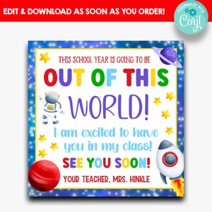 EDITABLE This School Year Is Going to Be Out of This World Back to School Favor Tags | Space Themed Back to School Treat Tags | Printable