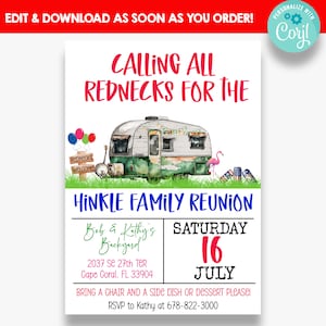 EDITABLE Redneck Family Reunion Invitation | Funny Family Vacation Invitation | Printable Family Reunion Invitations