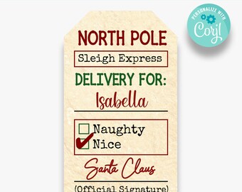 EDITABLE North Pole Santa Gift Tags | From Santa Gift Tags for Kids | Printable Christmas Gift Tag