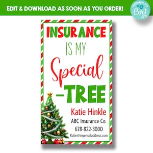 EDITIERBARE Versicherung ist mein Special-Tree Christmas Gift Tags | Weihnachts-Versicherungsagent Marketing Tags | Geschenkanhänger für die Empfehlung von Versicherungen