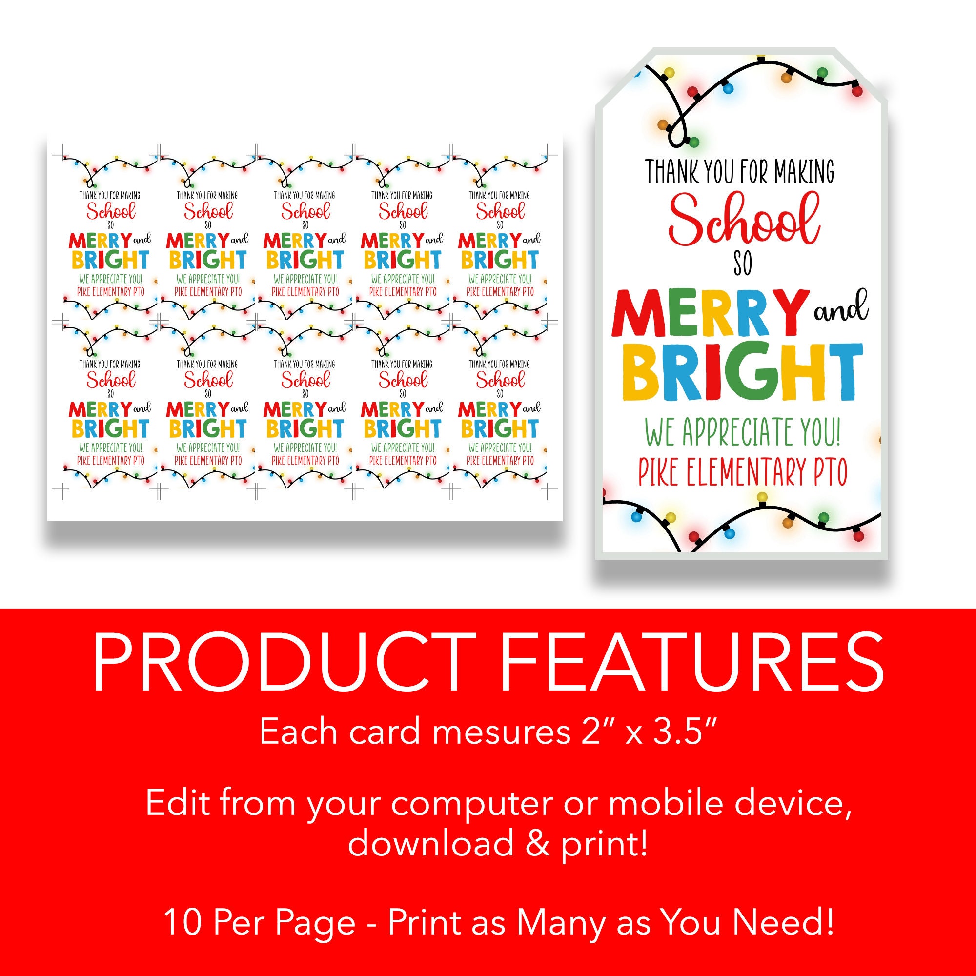 EDITABLE Thanks for Making School so Merry and Bright Christmas Gift ...