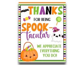 SOFORTIGER DOWNLOAD | Danke, dass du Spook-Tacular Appreciation Sign | Halloween Personal oder Lehrer Wertschätzung Leckerli Zeichen